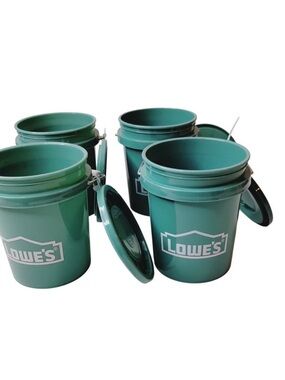 Lowe's Mini  Teal Buckets with Lids - Set of 4